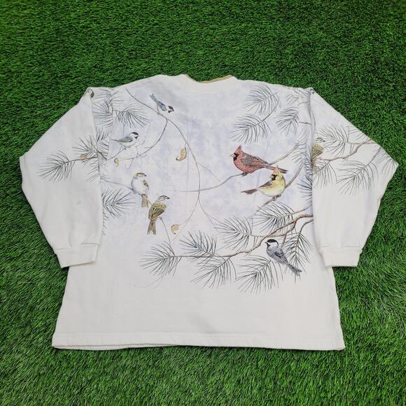 Vintage Y2K Artisan Bird Cardigan Womens Large 23x25 AOP - Picture 2 of 14